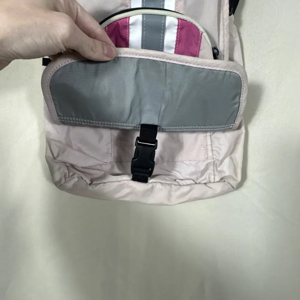 Vintage JanSport Y2K Messenger Bag Pink Striped Crossbody Sm Bag Utility 2000s